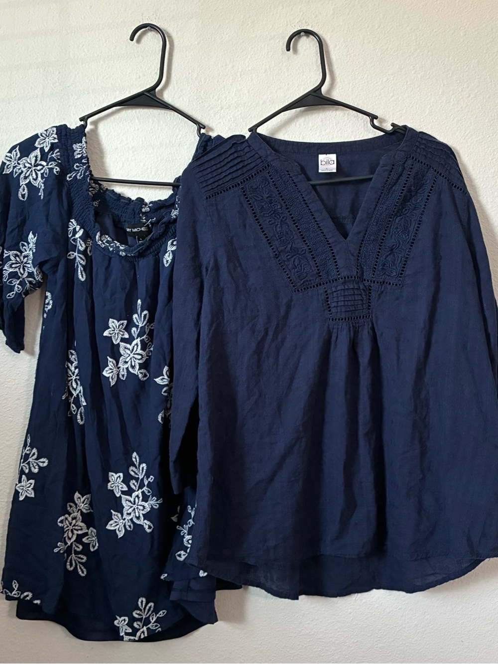 My Michelle Navy Crochet V-Neck Tunic Top & Bila Bohemian v-neck